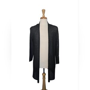 Alfani Black Sequin OpenFront Cardigan Sweater Large Holiday Party Special Event